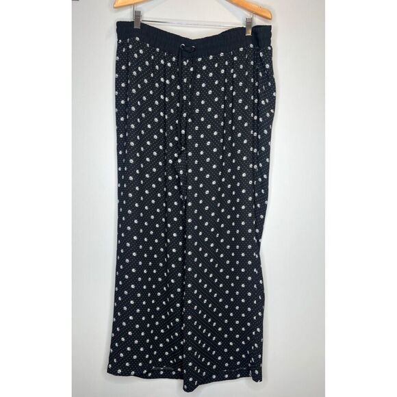 CJ Banks Pants - CJ Banks Women's 1X Pants Polka Dot Tie Waist Sheer wide leg Lightweight Black